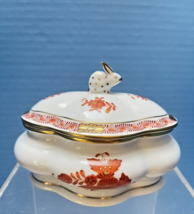 Herend Porcelain Chinese Bouquet Rust Covered Bon Bon Trinket Box 24k Gold Trim - £178.28 GBP
