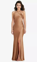 After Six 6853..Halter Convertible Strap Bias Slip Dress...Toffee...Size... - $94.05