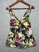 Cabi Women&#39;s Tank Top Sz 10 Floral Print Sleeveless Cotton Silk Tropical - $259.27 MXN