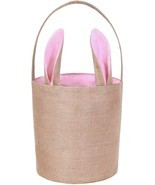 1 Pcs Cylinder Pink Bunny Ear Burlap Canvas Tote Bag #MNHS - $17.18