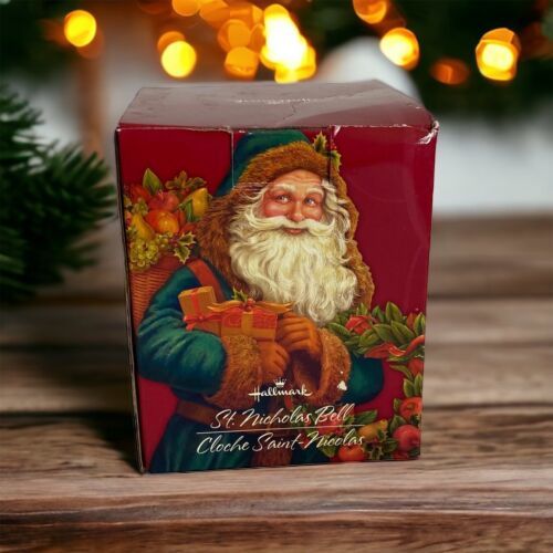 Hallmark St Nicholas Ceramic Bell "A Christmas to Remember" Box Santa Red 2004 - $21.39