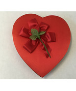 Vintage empty heart shaped valentine candy box red ribbon rose Fanny Farmer - $23.06