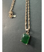 585 14K RG Stamped Green Stone Square Cut Pendant 19” Necklace Clasp Chain - $911.17 MXN
