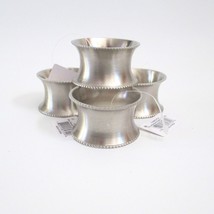 Silvertone Concave 4 Napkin Ring Set Made In India CAMZ32724 - $17.80