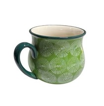 Pioneer Woman Jumbo Belly 28oz Mug PEACE Green Starbursts Handmade Stone... - $27.07