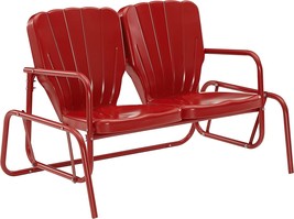 Crosley Furniture CO1032-RE Ridgeland Retro Metal Outdoor, Bright Red Gloss - £187.95 GBP