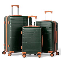 3 Piece Set, ABS Hardside Lightweight Suitcase with Spinner Wheels TSA L... - $84.99