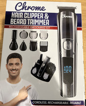 Chrome Hair Clippers &amp; Beard Trimmer for Men Waterproof All in One Cordless LED - £29.12 GBP