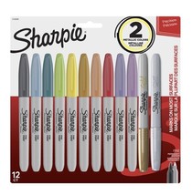 Sharpie Fine Point Permanent Markers, Pack of 12 (1 Gold &amp; 1 Silver Metallic) - £8.97 GBP