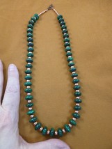 v493-13) African Green Malachite gemstone + copper beaded bead 22&quot; long Necklace - £64.73 GBP