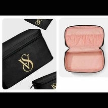 Nwt Victoria's Secret Cosmetic Case/ Bra Travel Makeup Case Black Vs - $42.08