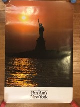 Original Pan Am Airways New York City Statue of Liberty Travel Poster 1980s - $203.54 CAD