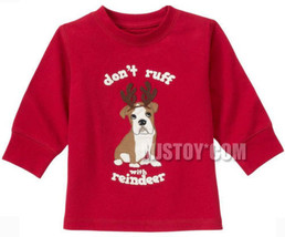 NWT GYMBOREE Don&#39;t Ruff with Reindeer PUP with antler T-Shirt Red Christ... - £10.20 GBP