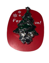 Vintage Christmas Tree Star Green Brooch Pin Holiday Festive Fun NWT - $14.85