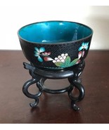 Antique Chinese Cloisonne Floral Flower Bowl 4 3/8&quot; - $79.00