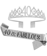 40Th Birthday Sash &amp; Rhinestone Tiara Set, 40Th Year Old Birthday Gifts ... - $233.03 MXN