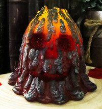 Haunted Volcano Lava Magma Fire Grinning Skull LED Night Light Lamp Figurine - £23.52 GBP