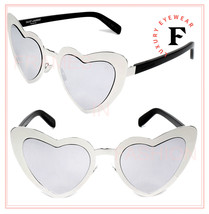 Saint Laurent Authentic Loulou 196 SL196 Black Silver Metal Heart Sunglasses 001 - £308.63 GBP