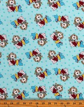 Flannel Dogs Puppy Puppies Pets Animals Turquoise Flannel Fabric BTY D284.35 - £7.78 GBP