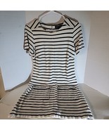 BANANA REPUBLIC Ivory  Mini Dress Size XS Short Sleeve Stripe Stretch Po... - $13.98