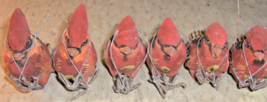 Set of 6 Vintage 80s Carved Cardinals Cardinal Antique Ornament w/ wire - $750.30 MXN