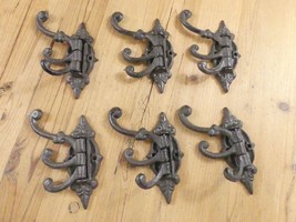 6 Cast Iron Antique Style Swivel Coat Hooks Hat Rustic **Read Description* - $27.99