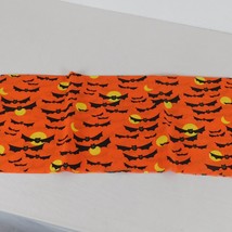Halloween Fabric Cotton Orange Black Bats Yellow Moon 1/2 Yard x 45&quot; Spooky Fun - £4.83 GBP