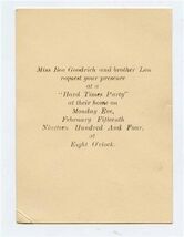1904 Mini Hard Times Party Invitation in Envelope  - $17.82