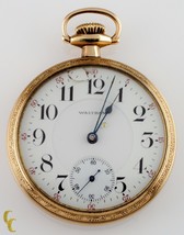 Waltham Open Face 14k Yellow Gold Filled Pocket Watch 23 Jewels Size 16 ... - £1,390.09 GBP