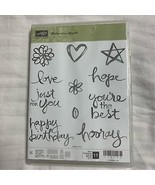 STAMPIN UP Watercolor Word Set 11 Rubber Stamp Retired Love Hope Hooray Birthday - $57.42