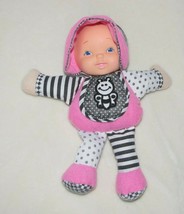 Goldberger Baby Doll Black White Pink Butterfly Stripe Dot Rattle Squeak Crinkle - $34.64