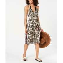 Miken Leopard Print Side Stripe Cover Up Midi Dress Tassel Belt Size XS New - £15.82 GBP