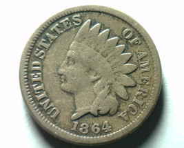 1864 Copper Nickel Indian Cent Penny Very Good Vg Nice Original Coin Bobs Coins - £25.57 GBP