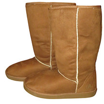 Airwalk Cognac Faux Suede Sherpa Lined Boots Women&#39;s Size 13 - $65.00