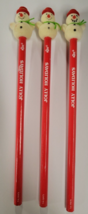 3 Vintage Russ Jolly Holiday Flocked Snowman Pencils Unsharpened - $14.85
