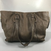 Perlina Taupe Pebbled Leather Shoulder Bag Satchel - $43.61