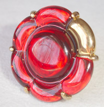 Baccarat B Flower Large Red Mirror Ring Crystal Vermeil Gold 6.5 (53) Ne... - €153,71 EUR