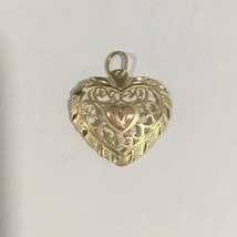 14k Two Tone Gold Heart Shape Pendant - $64.00