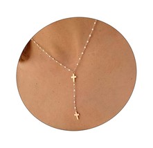 18K Gold Plated CZ Diamond Drop Chain Lariat for Y - £40.82 GBP