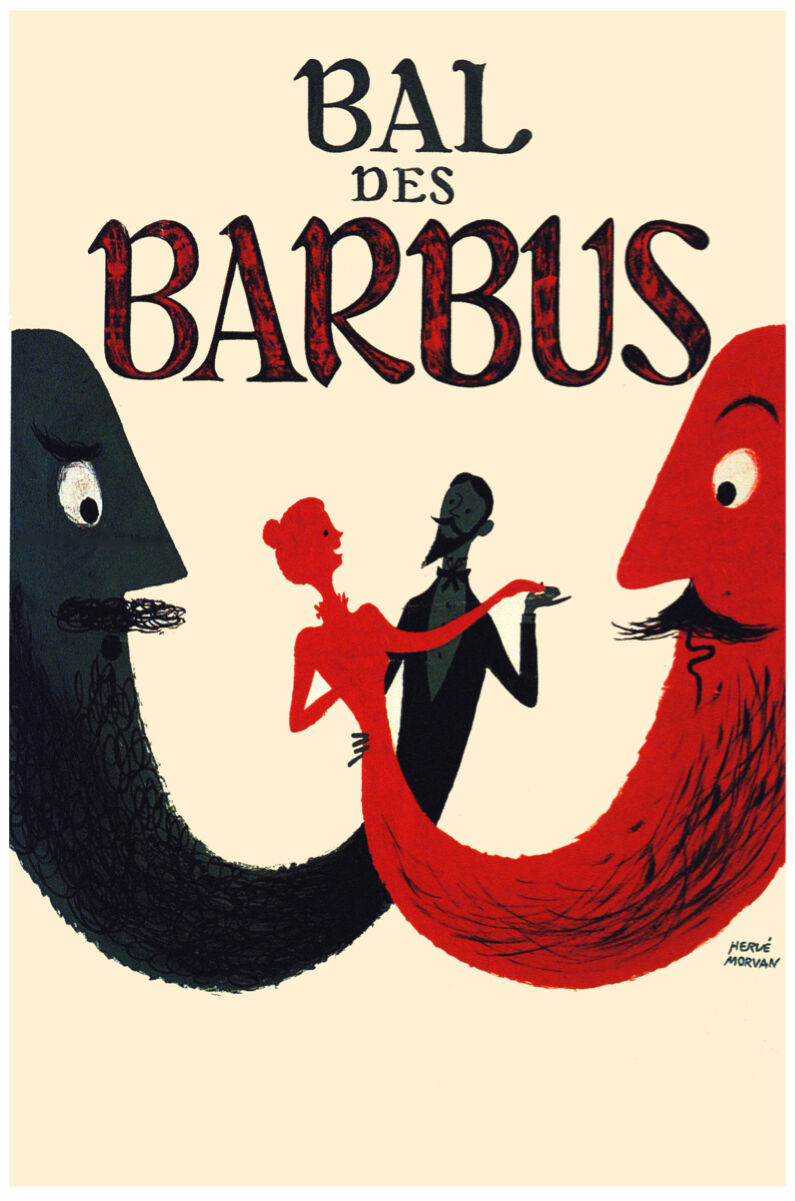 French Vintage Decoration  Design Poster.Bal des Barbus.Home art Decor885i