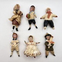 1960 Set of 6 Christmas New Year Vintage Handmade Paper Mache Doll Toy B... - £156.21 GBP