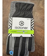Isotoner Winter Gloves Mens Size L Black Gray Lightweight Smart Touch - - $24.19