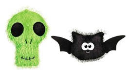 Halloween Dog Toys Fuzzles Fuzzy Plush Squeakers Choose Black Bat or Green Skull - £10.09 GBP+