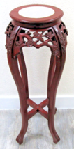 Antique Chinese Hand Carved Rosewood Marble Top Lotus Pedestal Plant Stand - £394.88 GBP