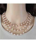 Hobe Signed Necklace &amp; Earring Set, 3 Strand Pearl Orange Coral, Mid-Cen... - $63.35