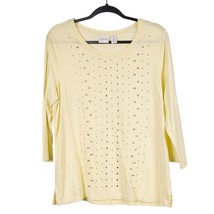 Zenergy Chicos TShirt Womens 2 L 12 Yellow Gems Long Sleeve Cotton Modal - £13.84 GBP