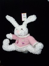 Friendzies Stuffed Plush Bunny Rabbit White Pink Sweater Curly Fur New Nwt B EAN S - £24.10 GBP