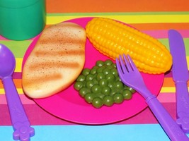 Learning Resources Chicken dinner lot childrens play food corn cob peas dishes - £11.86 GBP