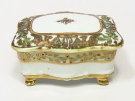 Antique Covered RC Nippon Porcelain Footed Trinket Box Phoenix Gold - £32.75 GBP