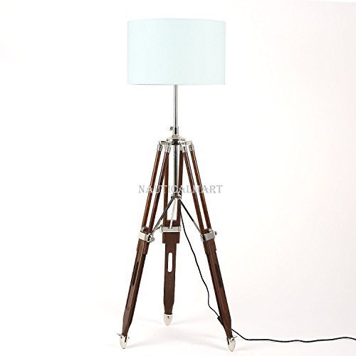 Nautical Tripod Wooden Floor Lamp Base only Natural Finish